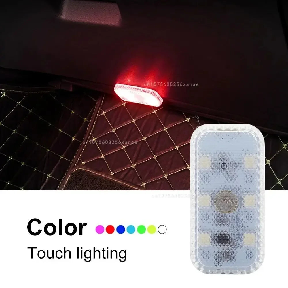 Car Interior Lights Finger Touch Sensor Mini LED Reading Lamp Wireless Touch Light USB Charging Auto Roof Atmosphere Lamp