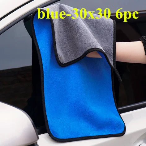 1/2/6pcs Microfiber Cleaning Towel Thicken Soft Drying Cloth Car Body Washing Towels Double Layer Clean Rags Car Accessories