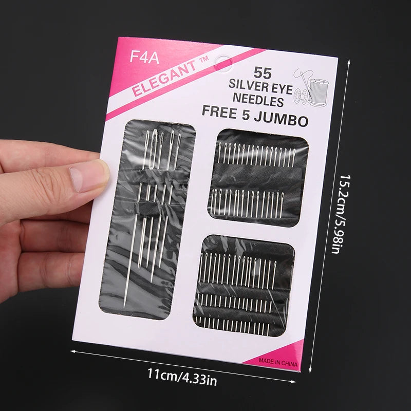 18/23/55/60/70/80/90pcs Stainless steel large eye hand sewing needle, used for sewing clothes embroidery needles