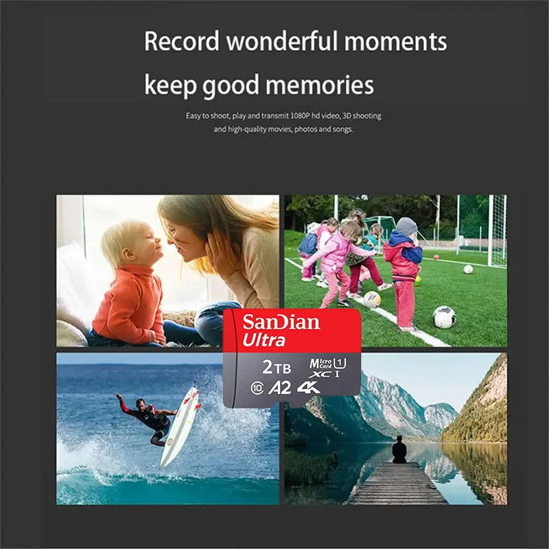 Original 2TB 1TB SanDian Ultra Card SD/TF Flash Memory Card 256/512GB Micro SD Card High Speed for Phone/Drone/Handheld Device