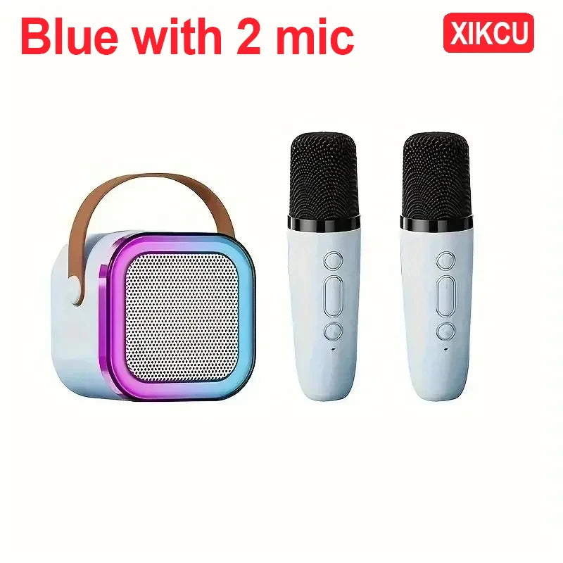 XIKCU K12 Bluetooth Karaoke Machine Portable 5.3 PA Speaker System with 1-2 Wireless Microphones Home Family Singing Children's