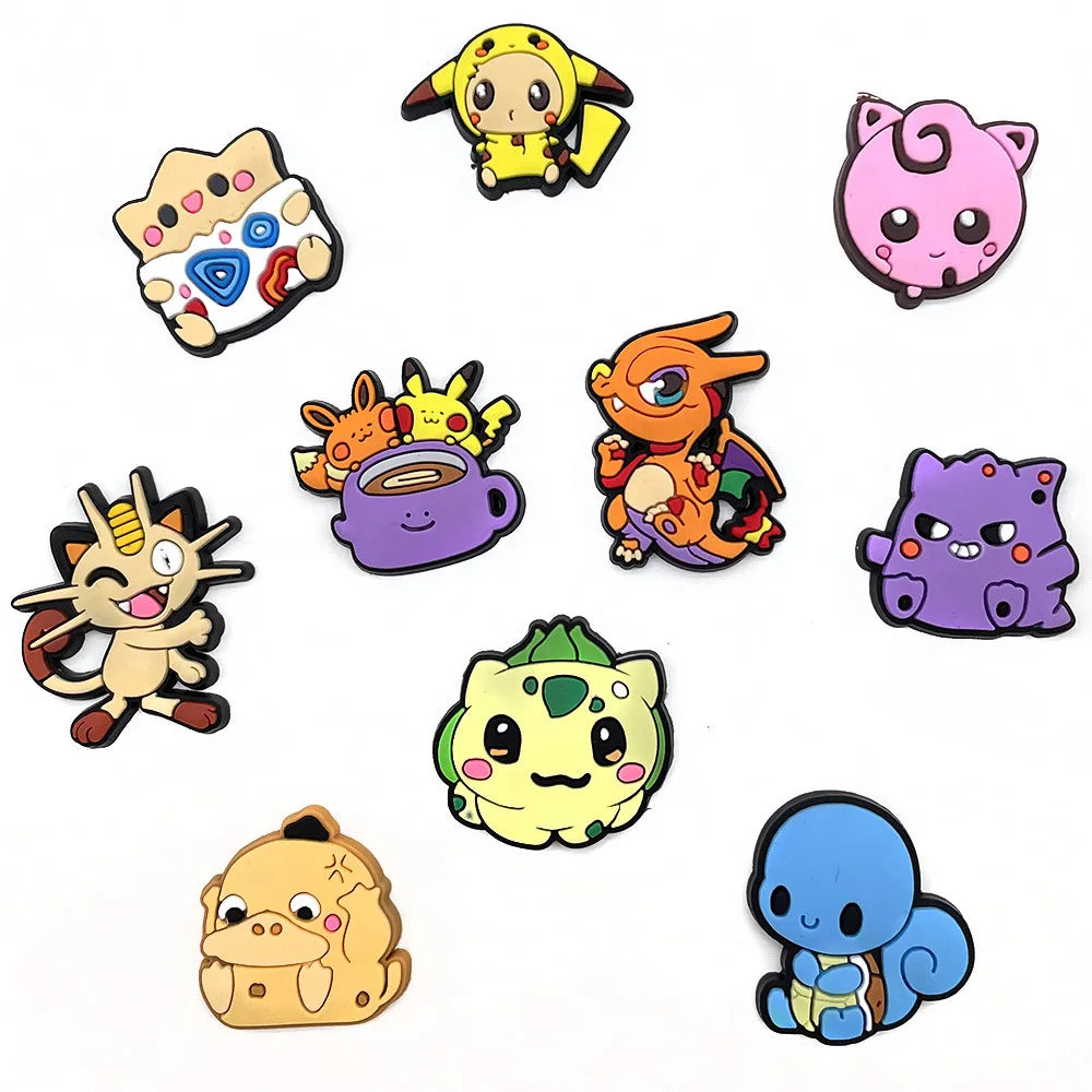 10/20/27/57Pcs Anime Pokemon Pikachu Sneakers Buckle Kawaii Charizard Squirtle Hole Slipper Accessories Decration Buckle Gifts
