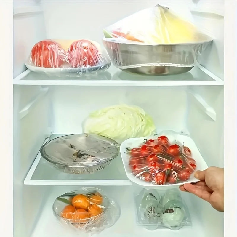 100pcs Reusable Elastic Food Covers - Transparent Stretchable Bowl Plate Seals (Alternative to Foil & Deli Covers)