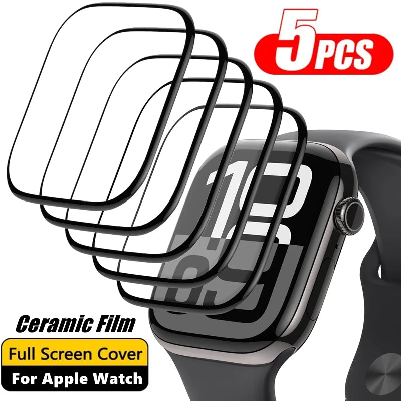 5PCS Screen Protector for Apple Watch 10 9 8 7 6 5 11 40MM 41MM 42MM 44MM 45MM 46MM Ceramic Film for IWatch Ultra 49MM Not Glass