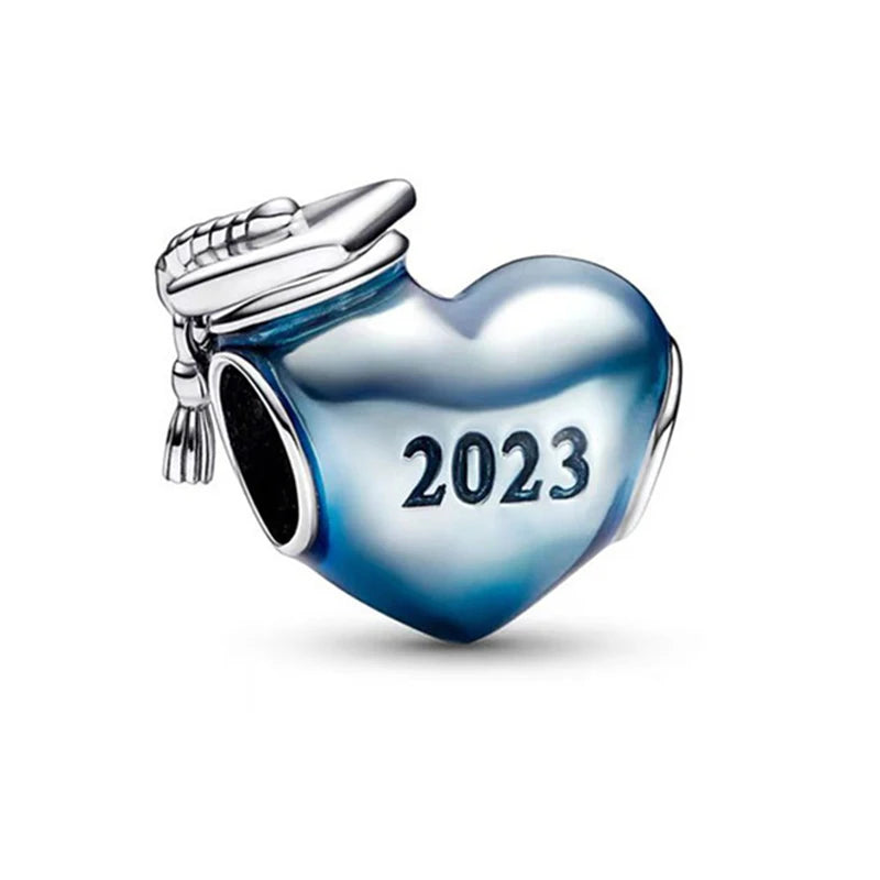 2023 Silver Teacher Pendant Fit Pandora Original Women Bracelet DIY Notebook Pencil Fine Dangle Jewelry Bachelor Cap Bead Charms