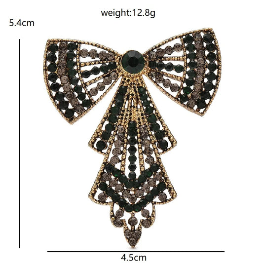 Wuli&baby Vintage Bowknot Brooches For Women Unisex Palace Style Rhinestone Bow Tie Flower Party Office Brooch Pins Gifts