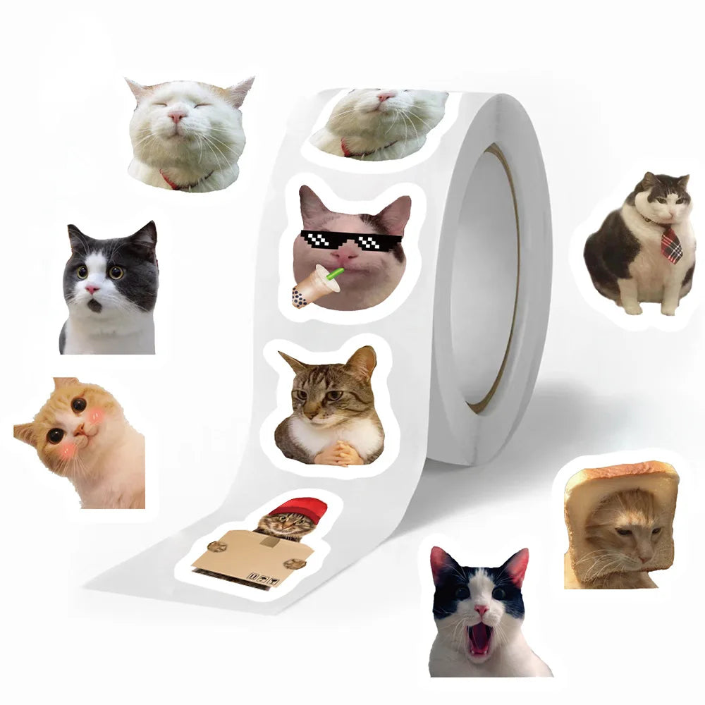 500PCs/Roll Cartoon Cat Stickers School Reward Stickers Classroom Decoration Encouragement Sticker for Student Teacher Gift