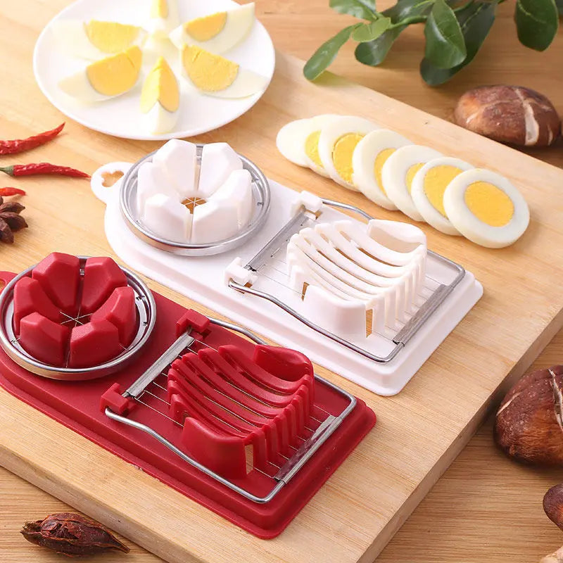 Multi Functional Egg Cutting Artifact Kitchen Household Stainless Steel Cutter Preserved Eggs Divider Two in One Egg Cutter