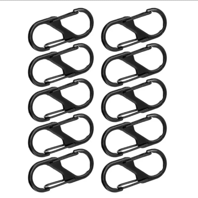 10 Pcs S Shaped Carabiner Metal Double Hooks Carabiner Keychain Small Spring Clips for Camping Fishing Traveling