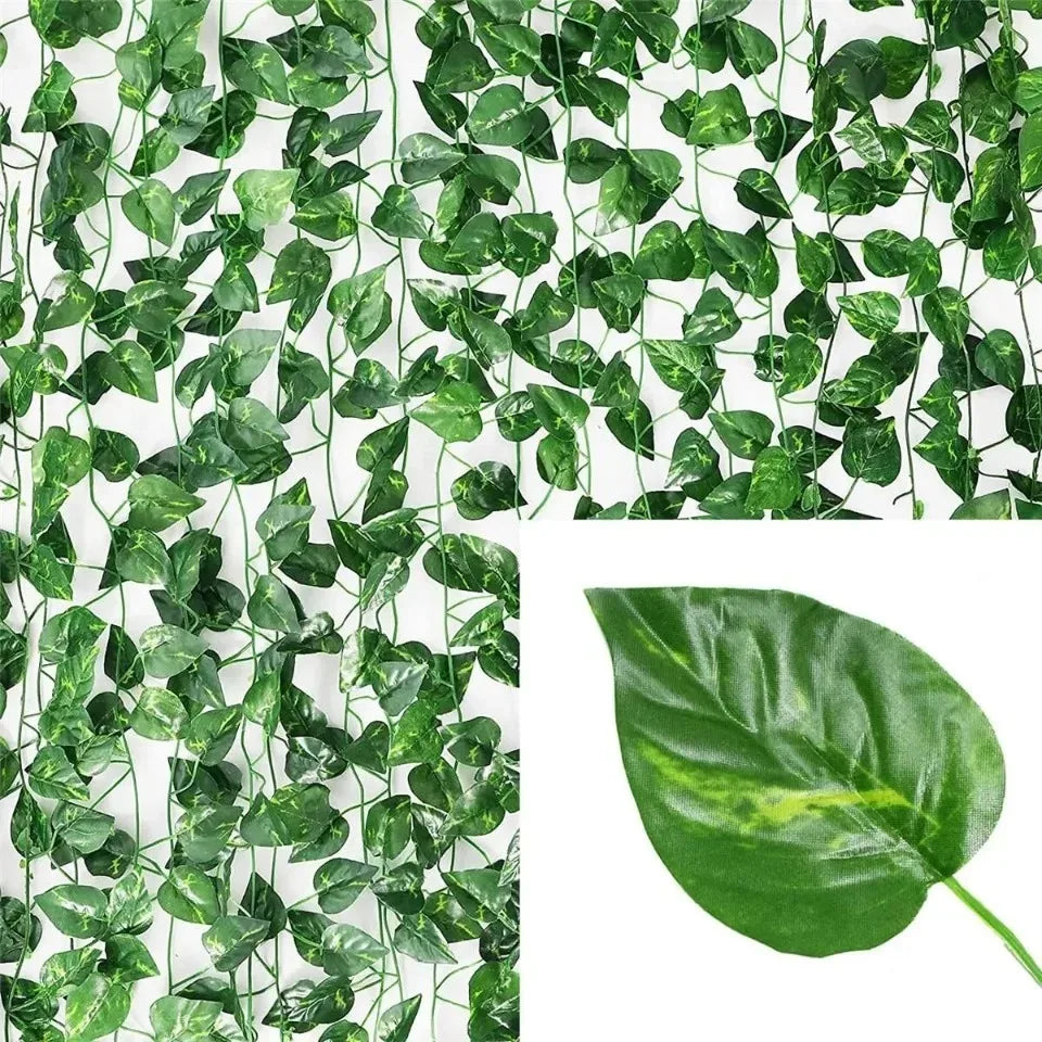 4.4/11M Artificial Plant Green Ivy Leaf Garland Fake Plant Creeper Hanging Vine Outdoor DIY Garden Wall Wedding Party Home Decor