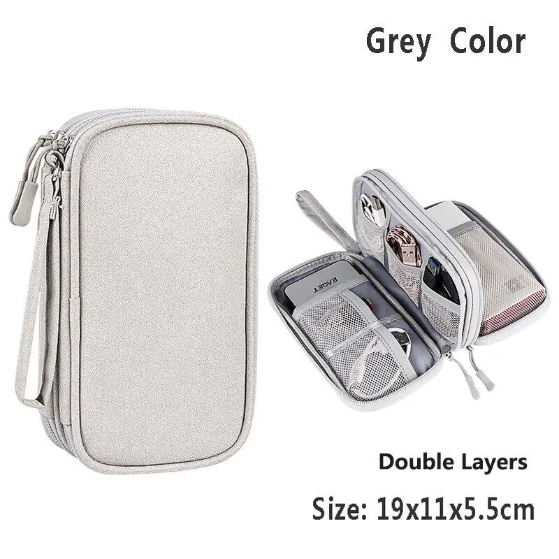 Data Cable Storage Bag Waterproof Portable Carry Case  Storage Bag Travel Organizer Bag for Cable Cord USB Charger