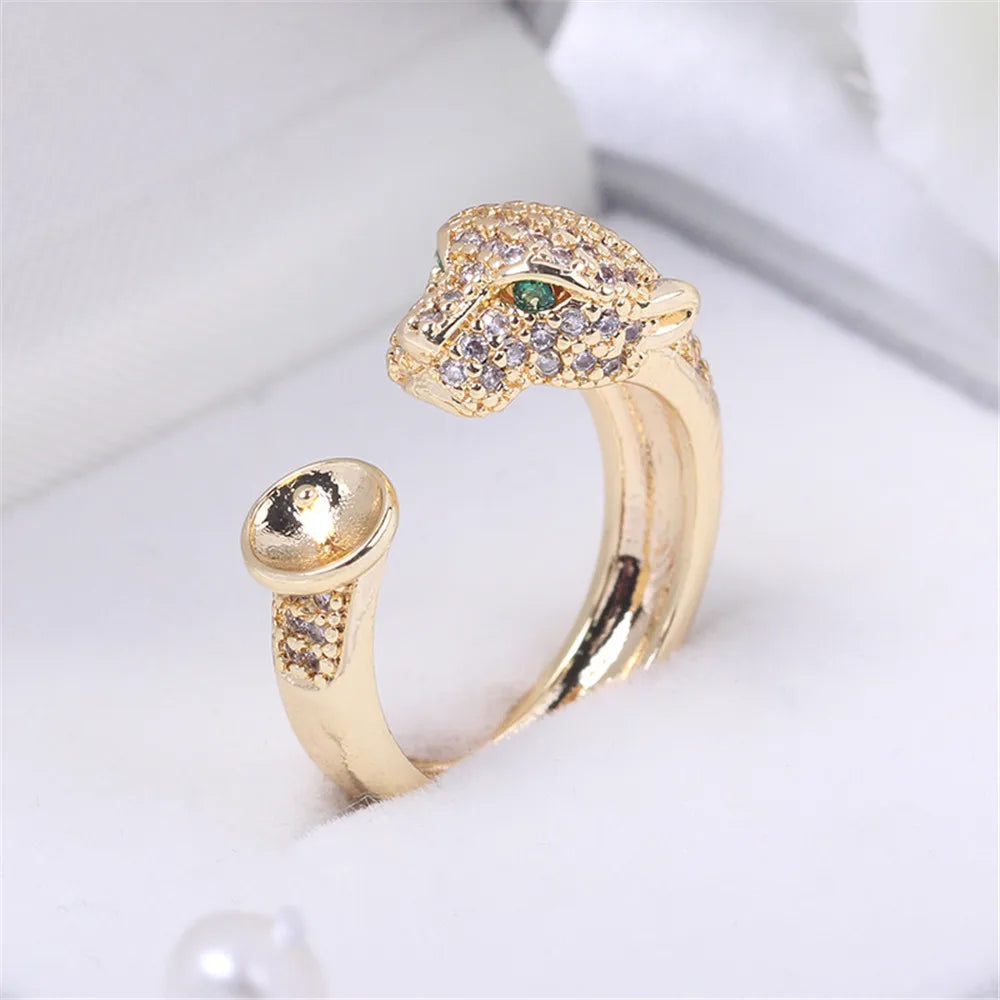 19 Style Pearl Ring Empty Set Domestic 14K Gold Opening Ring Simple Fashion Ring Set Zircon Temperament Handmade DIY Accessories