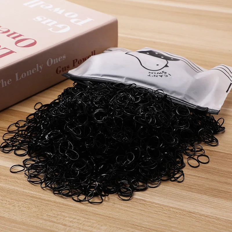 500/1000/2000pcs Girls Colourful Disposable Rubber Band Hair Ties Headband Children Ponytail Holder Bands Kids Hair Accessories