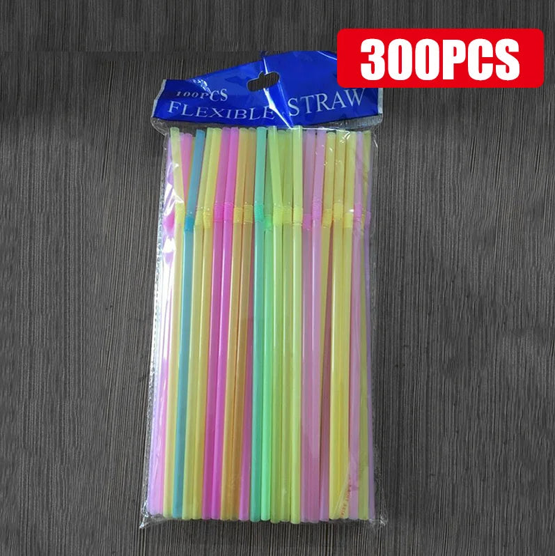 50-1000Pcs Multicolor Straw Drinking Kunststof Straws for Wedding Party Supplies Beverage Kitchen Cocktail Drinking Straws