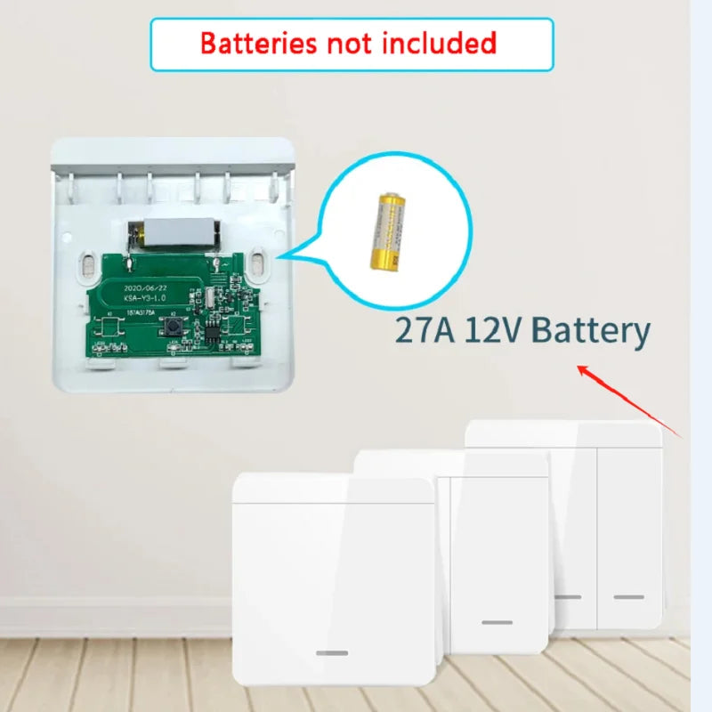 433MHz 1/2/3Gang 86 Wall Panel Switch Wireless Smart Switch Light with Remote Control Interruptor 10A 110V 220V For LED Lamp