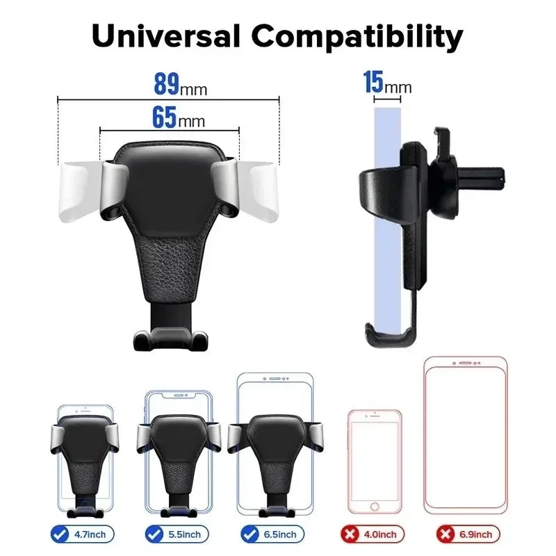 Car Phone Holder Air Vent Clip Mount Gravity Mobile Cell Stand Smartphone GPS Support in Car Bracket For iPhone Samsung Xiaomi