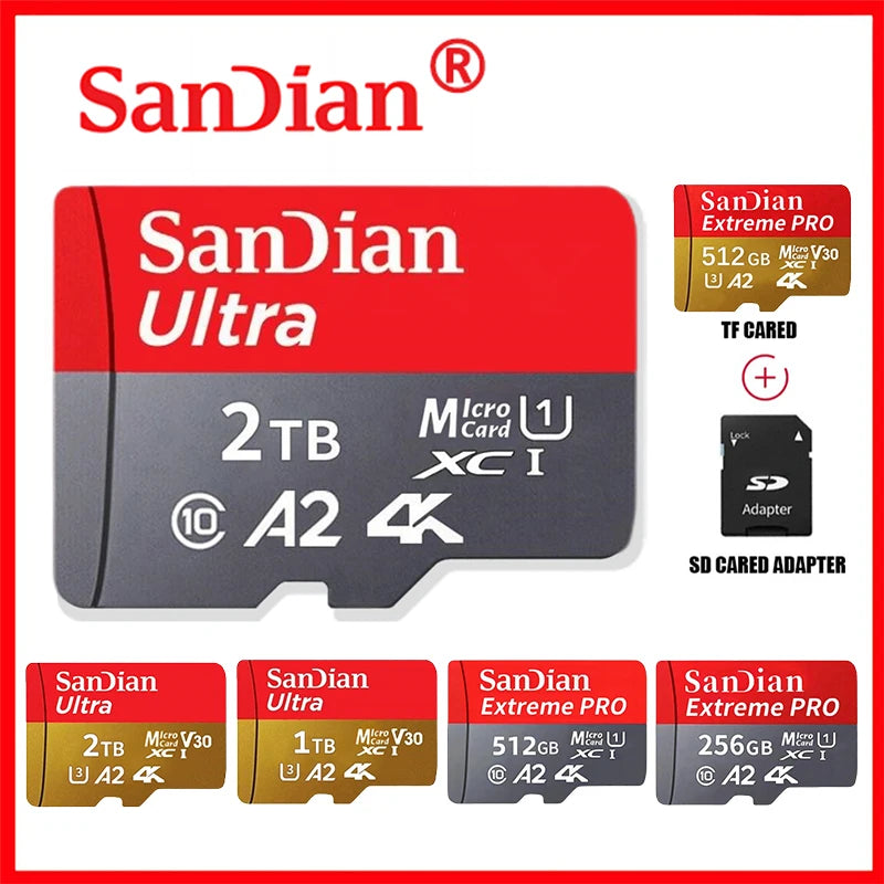 Original 2TB 1TB SanDian Ultra Card SD/TF Flash Memory Card 256/512GB Micro SD Card High Speed for Phone/Drone/Handheld Device