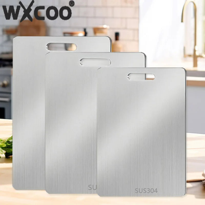 WXCOO 1PCS Stainless Steel Chopping Boards Kitchen Thickened Boards Non Stick Double Sided Fruit Meat Chopping Cutting Boards