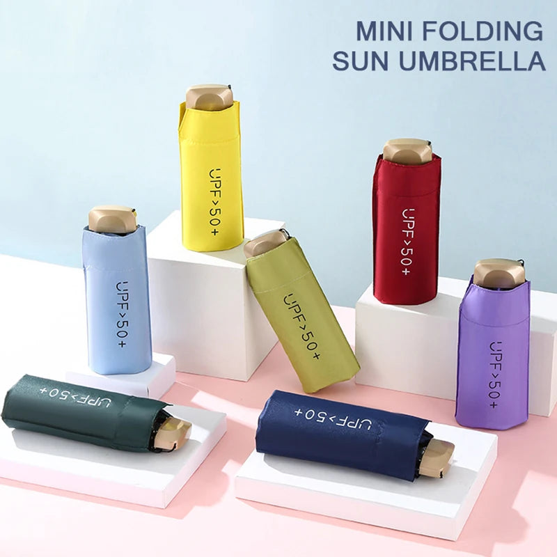 Mini Sunumbrella pocket Umbrella Vinyl folding UV protection sunshade pocket umbrella Capsule umbrella zwq
