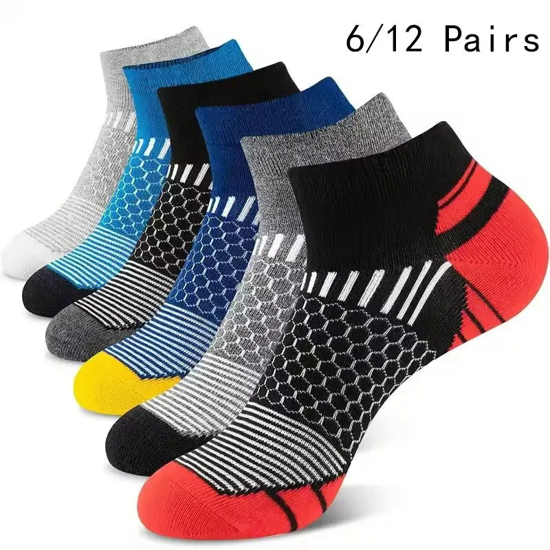 6/12 Pairs Colorful Men's Low Tub Socks Fashion Comfortable Autumn Classic Black Business Sock High-quality Men's Short Socks