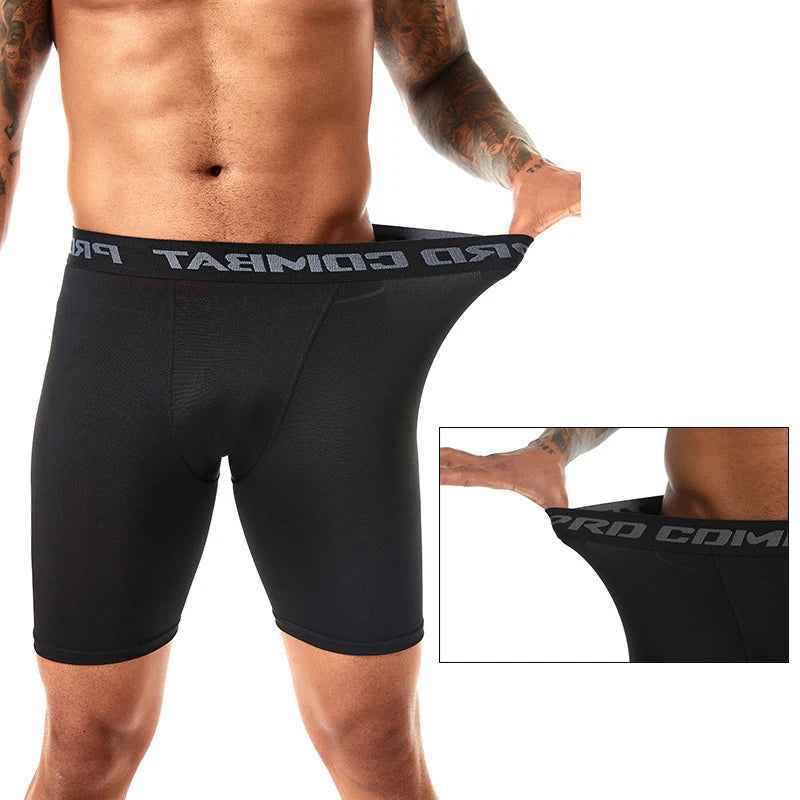 Men's fitness pants for summer exercise, slim fit, elastic, quick drying, tight fitting sports shorts for basketball and soccer