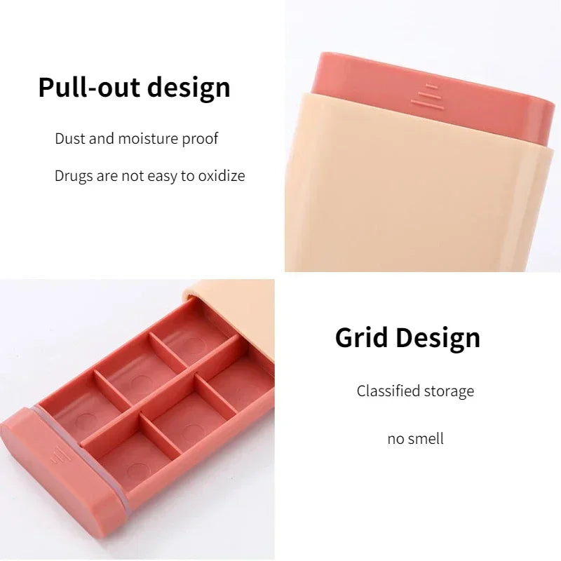 Tablet 7 Days 6 Grids Medicine Fish Oils Small Mini Portable Travel Vitamin Box Pill Cases Container Organizer Storage