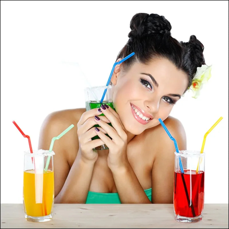 100-1000Pcs Drinking Straws Colorful & Black rietjes Flexible Wedding Party Supplies Drinking Straws Kitchen Wholesale