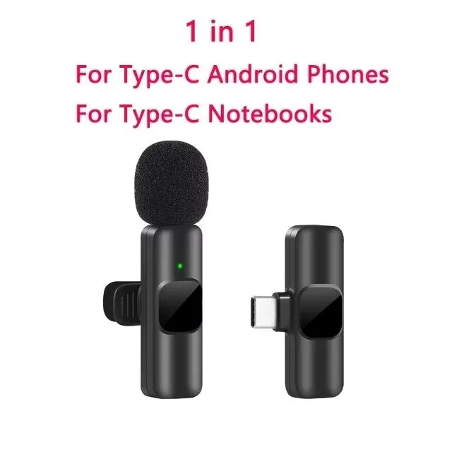 New Professional Wireless Lavalier Microphone for iPhone iPad Laptop Android Live Gaming Video Recording Interview Business Mic