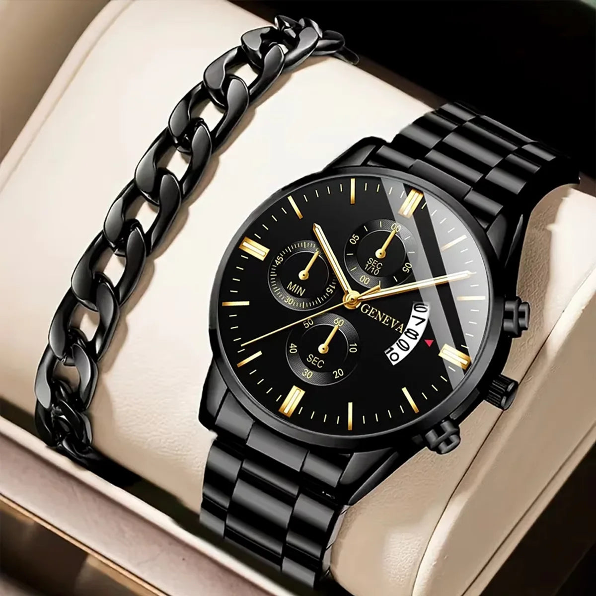 Fashion Men Stainless Steel Watch Luxury Calendar Quartz Wrist Watch Mens Business Watches for Man Clock Montre Homme