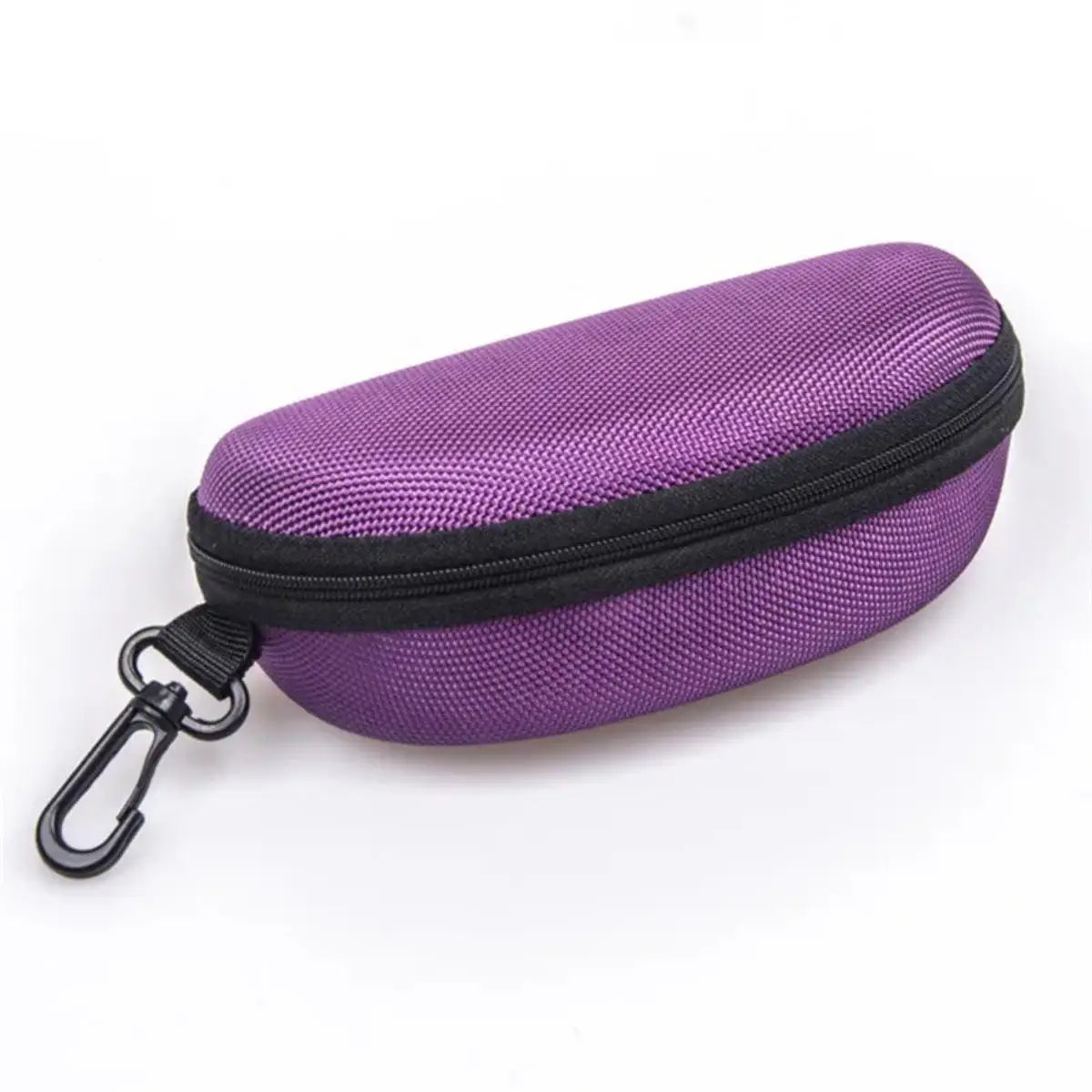 1pc Portable Sunglasses Case Protector Oxford Cloth Hard EVA Zippered Eyeglasses Case with Carabiner Unisex Eyewear Accessories