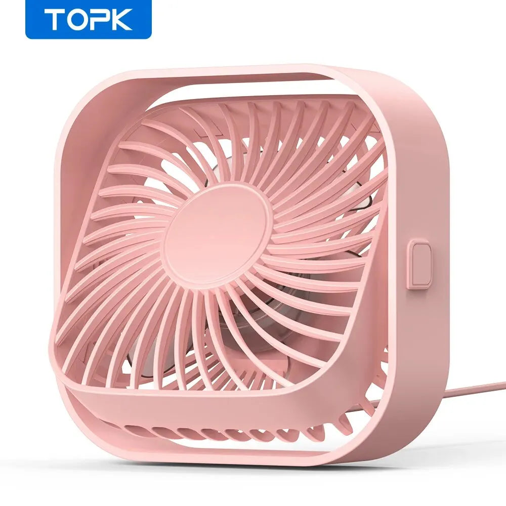 TOPK USB Portable Mini Fan,Desk Personal Electric Fan Table ,Standing Fans for Room,3 Speed Wind 360°Rotatable for Camping Quie