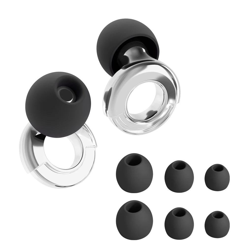 HUAK Quiet Ear Plugs for Noise Reduction – Super Soft, Reusable Hearing Protection for Sleep,Swim, Work 8 Ear Tips in XS/S/M/L