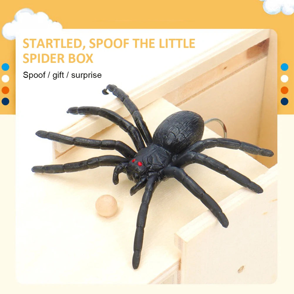 Trick Spider Funny Scare Box Wooden Hidden Box Quality Prank Wooden Scare Box Fun Game Prank Trick Friend Office Toys
