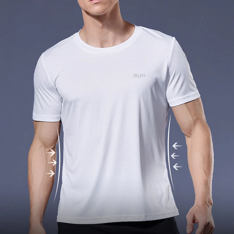 1 Piece Men's Short Sleeve Undershirt Man Athletic T-Shirt Quick Drying Lightweight Silk Underwear For Running Training Fitness