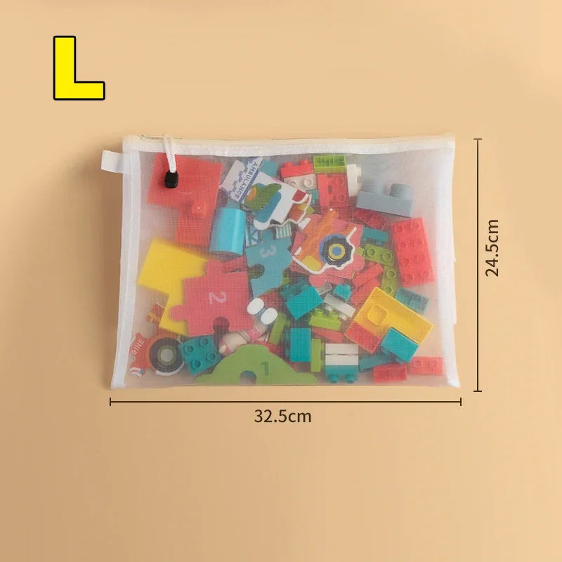 3/5/10pcs Mesh Zipper File Bag Waterproof Moisture-proof Zipper Folder Toy Storage Bag Storage Tools Cosmetic Organization Bag