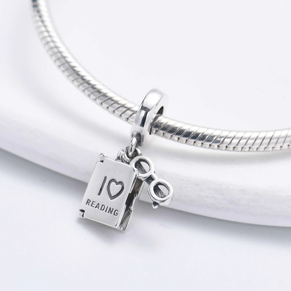 2023 Silver Teacher Pendant Fit Pandora Original Women Bracelet DIY Notebook Pencil Fine Dangle Jewelry Bachelor Cap Bead Charms