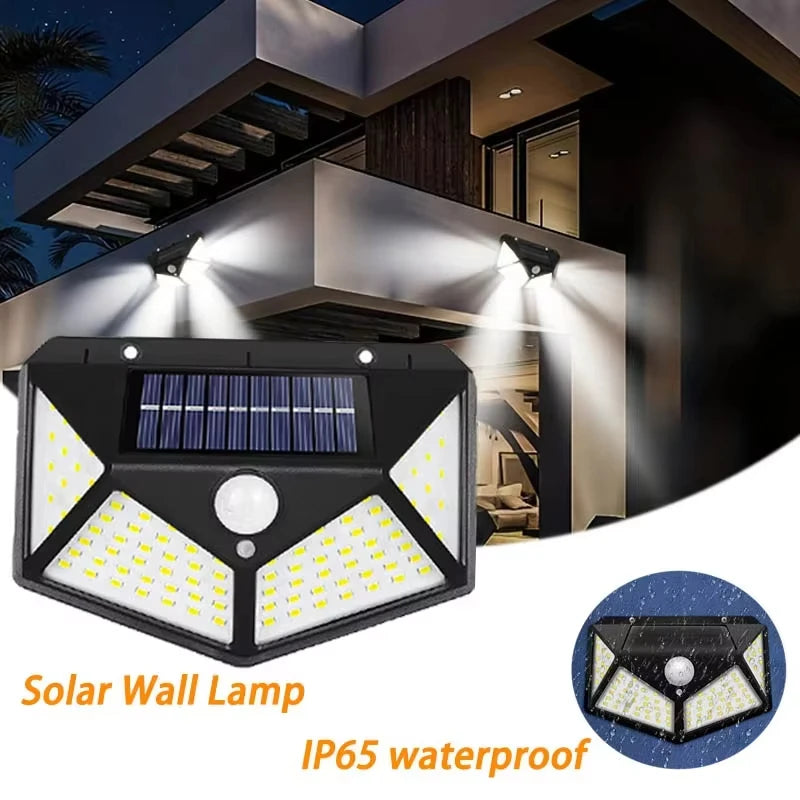 100 LED Wall Lights Outdoor Solar Lamp Motion Sensor Solar Powered Street Light Garage Lamps Outdoor Garden Lighting Night Light