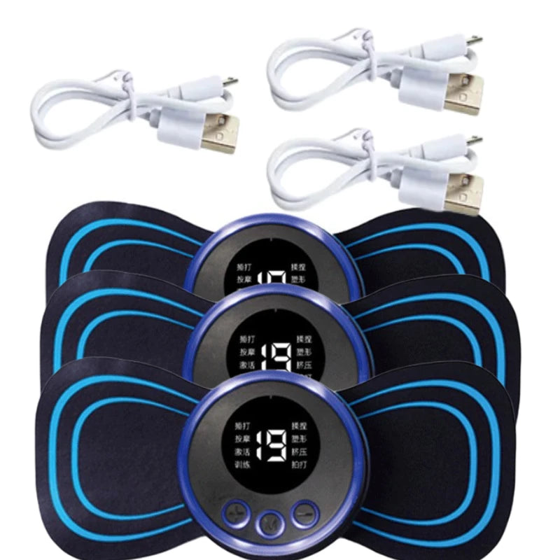 EMS Mini Neck Massager Portable Electric Pulse Cervical Massage Patch 8 Modes 19 Levels Muscle Stimulator Relax Pain Relief Tool