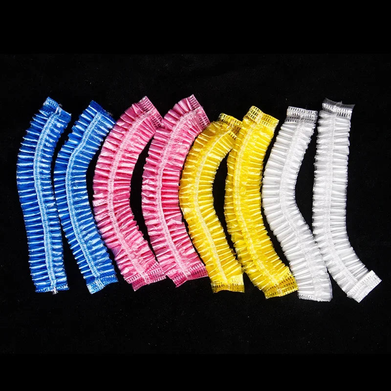 100/300pcs Disposable Plastic Shower Cap Elastic Disposable Shower Caps Anti Dust Waterproof Hat  Hair Salon Beauty Accessories