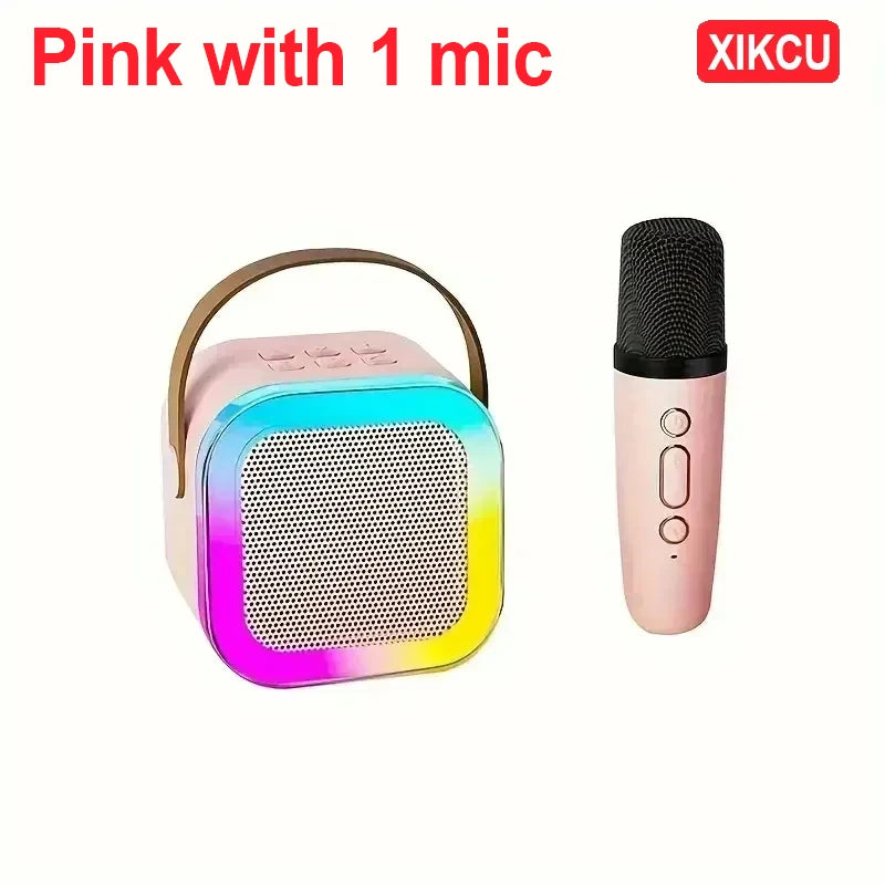 XIKCU K12 Bluetooth Karaoke Machine Portable 5.3 PA Speaker System with 1-2 Wireless Microphones Home Family Singing Children's