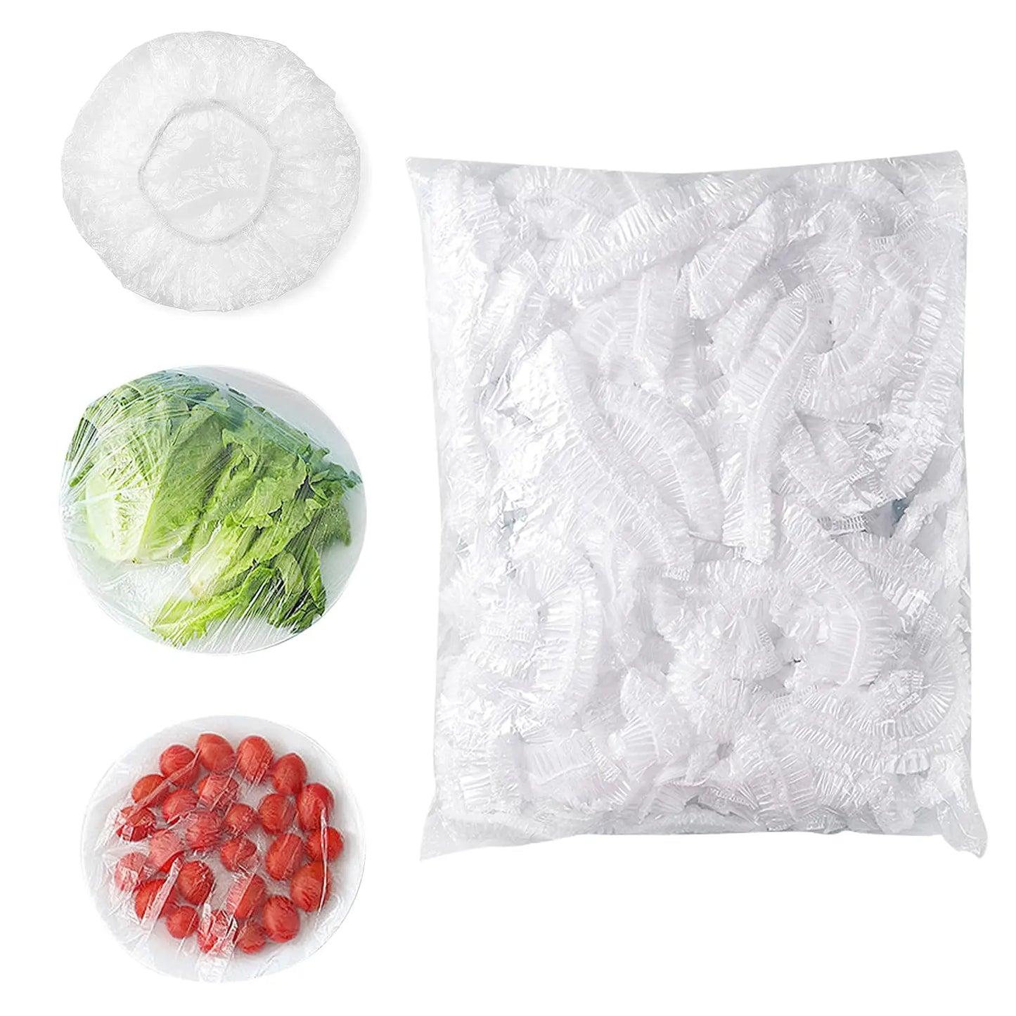 100pcs Reusable Elastic Food Covers - Transparent Stretchable Bowl Plate Seals (Alternative to Foil & Deli Covers)