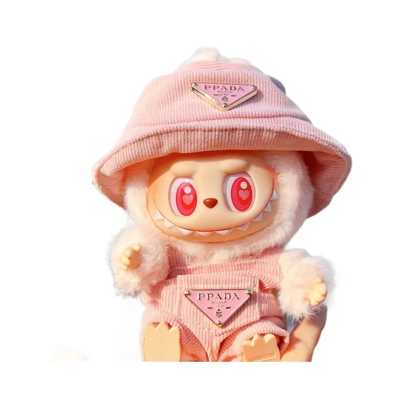 NEW Corduroy For Labubu Clothing Set Hat 17cm Clothes Shoes Doll DIY Accessories Training Sitting Party Games Toys Gifts V1V2V3