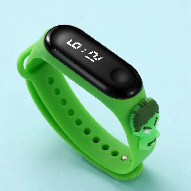 Avengers Anime Electronic Watch Spiderman Ironman Captain America Waterproof Led Wristwatch For Children Gifts