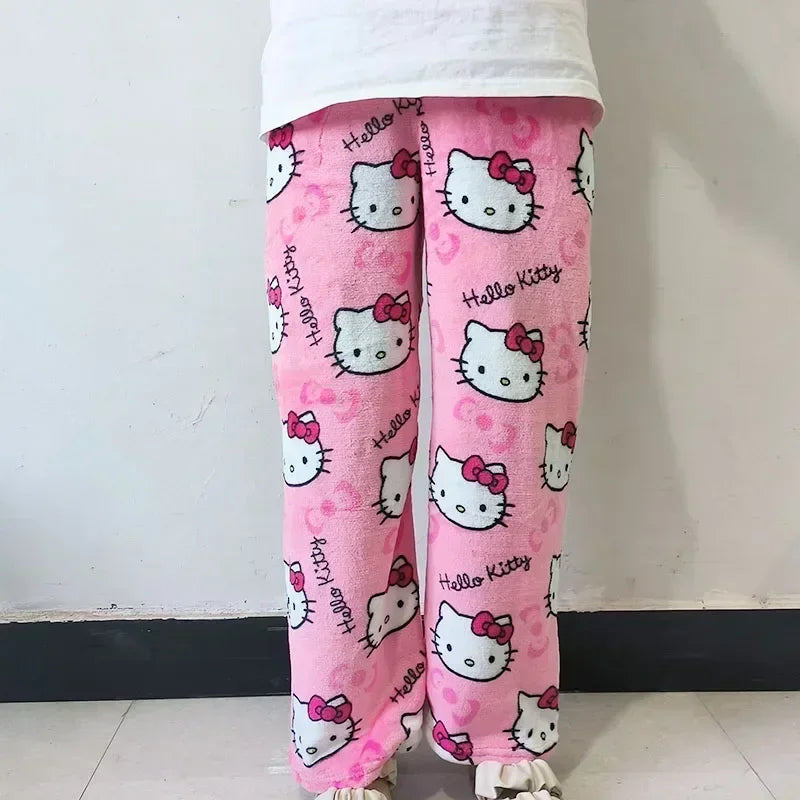 Y2K Hello Kitty Pajamas Pants Sanrio Anime Women's Pajama Pants Cartoon Couple Home Sleepwear Trousers Leisure Home Clothing