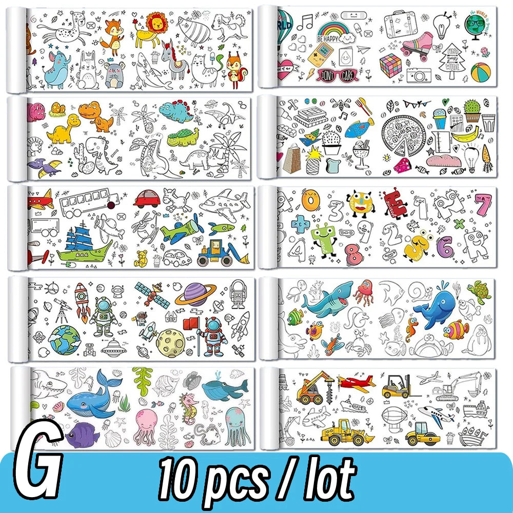 90cm Animal Canvas Children's Drawing Roll DIY Coloring Paper Roll Color Filling Graffiti Paper-cut Painting Educational School