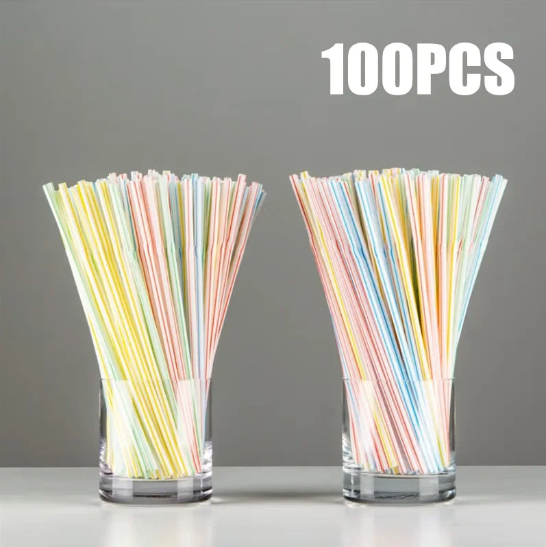 50-1000Pcs Multicolor Straw Drinking Kunststof Straws for Wedding Party Supplies Beverage Kitchen Cocktail Drinking Straws