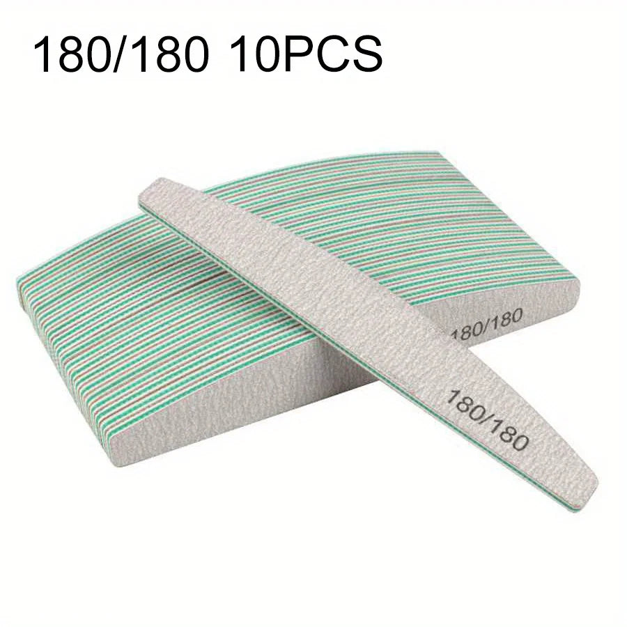 1/3/5/10Pcs Professional Nail File 80/100/150/180/240 Sandpaper Strong Thick Sanding Half Moon Lime nail accessories and Tools