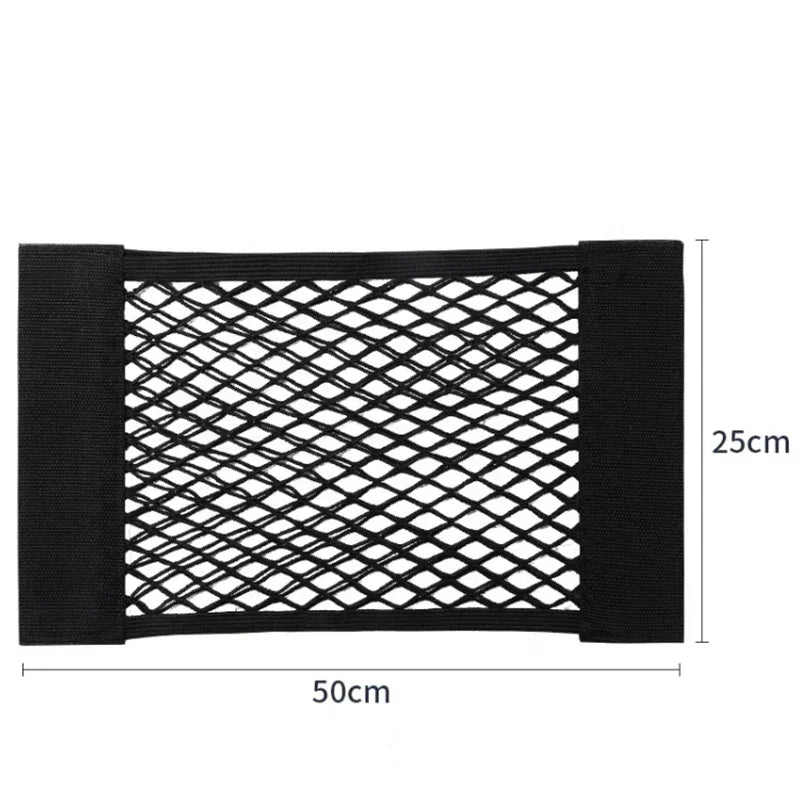 Car Storage Net Stretchable Mesh Pocket Net Magic Elastic Sticker Universal Rear Mesh Trunk Seat Bag Pocket Cage Auto Organizer