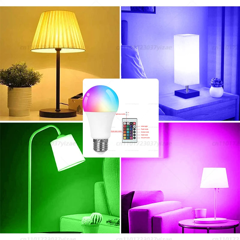 RGBW 4-Color 220V Infrared LED Bulb with Remote Control - RGB + Cool White Lighting, Adjustable Modes, Easy Operation for Home/P