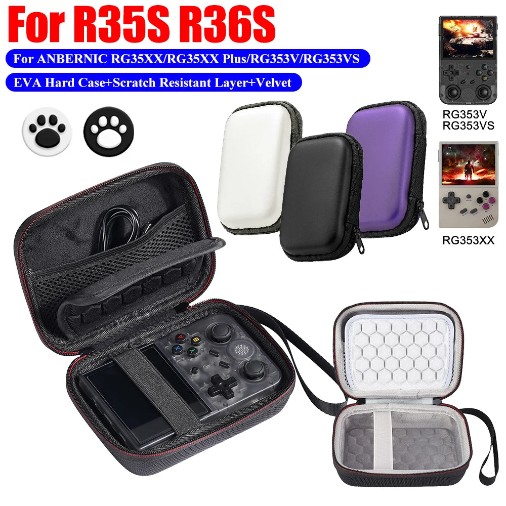 Hard Carrying Case For R35S R36S Anti-Scratch Shockproof Travel Storage Bag w/ Mesh Bag&Hand Strap for Anbernic RG35XX/V/VS